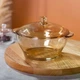 Кастрюля из закаленного стекла Lirmartur 1 л коричневая жаропрочная стеклянная кастрюля для плиты духовки и микроволновки - изображение 2
