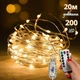 Гирлянда нить Роса 200 LED 20м USB, теплый белый + пульт 8 режимов светодиодная (R200) - изображение 1