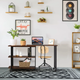 Стіл L-подібний Costway King Loft поворотний 360° з полицями Black - зображення 8