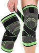 Бандаж коленного сустава от травм растяжений Knee Support Copper компрессионный нейлоновый, черно-зелёный - изображение 3