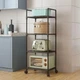 Полка этажерка TVT-03 4 ярусов 138 × 42 × 32 см на колесиках для кухни, ванной или гостиной, черная - изображение 7
