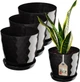 Квітковий горщик з підставкою Kadax Amily 25 см 3 шт. Чорний (K8150) - зображення 1