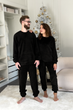 Пижама мужская M теплая Чорная (кофта + штаны) Велсофт COSY - изображение 4