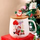 Новогодняя чашка Lesko "Merry Christmass" Санта JJX003 кружка с ложечкой подарочный набор - изображение 2