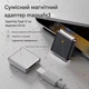 Магнитный адаптер USB-C - MagSafe 3 прямой, 100W PD3.1 для MacBook Air/Pro, серый - изображение 2