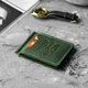 Кожаный зажим для денег Tryzub Green из натуральной кожи Crazy Horse, зеленый, с тиснением Герб Украины - изображение 1