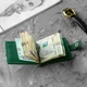 Зажим для денег и карточек KOCH Green, натуральная кожа Crazy Horse, зеленый, на кнопке с хлястиком - изображение 3