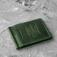 Кожаный зажим для денег Tryzub Green из натуральной кожи Crazy Horse, зеленый, с тиснением Герб Украины - изображение 12