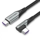 Кабель Vention USB-C - USB-C PD 100W 5A QC 4.0 кутовий 90° E-Marker 1.5 м Сірий (TAKHG) - зображення 1