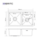 Кухонна мийка Britc HM HS7845-20-B, на 2 чаші, чорна - изображение 7