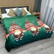 Покрывало на кровать, диван плюш (200×230см) с новогодним принтом. Цвет зеленый - изображение 1