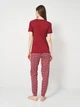 Пижама (футболка + штаны) женская хлопковая Trendyol THMSS25PT00382 M Bordeaux (8684737308299) - изображение 2