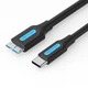 Кабель Vention USB-C - Micro-B USB 3.0 5 Гбіт/с 2A 1 м Чорний (CQABF) - зображення 1