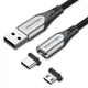 Кабель Vention USB 2.0 - Micro USB / USB-C магнитный 2-в-1 3A 0.5 м Серый (CQMHD) - изображение 1