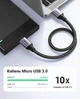 Кабель Ugreen US374 USB 3.0 - Micro-B 5 Гбит/с нейлон 0.5 м Черный (80792) - изображение 8