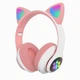 Детские беспроводные наушники с кошачьими ушками Cat ear M23 Bluetooth наушники с RGB подсветкой Pink Розовые - изображение 1