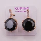 Серьги с черным фианитом медзолото Xuping 18х10 xp12 - изображение 1