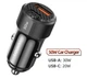 Автозарядка Toocki 50W + кабель Type-C–Lightning 1м Fast Charge - зображення 3