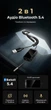 Bluetooth-адаптер Ugreen BT303 Bluetooth 5.4 2-в-1 Приемник-передатчик AUX 3.5 мм USB спиральный с микрофоном и OLED дисплеем 1.5 м Черный (45236) - изображение 2