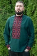 Вишиванка чоловіча з довгим рукавом лляна смарагдова M - зображення 1