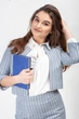 Жіноче болеро в смужку з манжетами LadyLike 40 Блакитний (ll2108222364349) - зображення 1