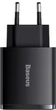 Сетевое зарядное устройство Baseus Compact Quick Charger 2U+C 30W EU Black CCXJ-E01 Блок питания для телефона - изображение 1