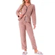 Комплект женской пижамы Lesko 5312 Light pink S рубашка с длинным рукавом и штанами теплая - изображение 1