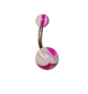 Сережка в пупок банан 11х1.6х5/8 акрил UV світиться в ультрафіолеті Mr.Piercing White Pink - зображення 2