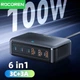 Настольное зарядное устройство Rocoren XHD-PD100W GAN (PPS PD3.0 QC4.0) порты 3TypeC + 3USB Black (43034) - изображение 5