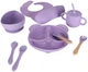 Zestaw naczyń dla dzieci Kik silikonowe misiek fioletowy  8 szt (5903039767928) - obraz 1