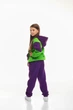Дитячий спортивний утеплений костюм Kindamor Active Heat Purple/Green, фліс для дівчинки 122 см фіолетовий із зеленим - зображення 5