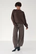 Вязаная теплая однотонная кофта цвет коричневый размер ONE SIZE FL_002903 - изображение 3