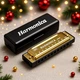 Губна гармошка Harmonica на 10 отворів золотиста тональність С - зображення 1