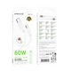 Кабель BOROFONE BX115 Lotto 60W silicone charging data cable C to C White (6941991119699) - изображение 2
