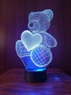3D ночник "Мишка с сердцем" + пульт ДУ работает от USB - изображение 6