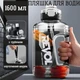 Бутылка для воды спортивная 1600 мл с ручкой и поилкой, многократная фитнес бутылка для тренировок, прозрачная - изображение 3