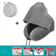 U-образная дорожная подушка с капюшоном и эффектом памяти + круглый кейс, Серый KT7007588 - изображение 2