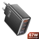 Зарядний пристрій Toocki GaN 67W QC4.0 PD3.0 TypeC USB для ноутбука планшета смартфона (TCT67) - зображення 1