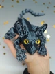 Кот Сфинкс большой подвижная игрушка кошка 37 см графит - изображение 6