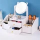 Большой DIY Органайзер для косметики и инструментов для макияжа с зеркалом на 5 секций, с выдвижными ящиками, 40х20х34,5 см, белый (COSM5477WH) - изображение 7