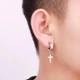 Сережка-кольцо с подвеской маленький крестик Нержавеющая сталь 304 1 шт серебристая - изображение 8