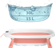 Wanienka dla dzieci Ricokids skladana ze stelazem termometrem i wkladka bialo-rozowa 85 x 45 x 21 cm (5903890629236) - obraz 4