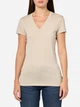 Футболка хлопковая длинная женская Armani Exchange 879900368 S Бежевая (1159849559) - изображение 1