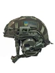 Шолом військовий балістичний тактична захисна каска куленепробивна FAST Helmet NIJ IIIA тактичні активні військові навушники Earmor M31 + тактичний ліхтар на шолом + сумка переноска олива - зображення 3