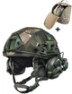 Шолом військовий балістичний тактична захисна каска куленепробивна FAST Helmet NIJ IIIA тактичні активні військові навушники Earmor M31 + тактичний ліхтар на шолом + сумка переноска олива - зображення 1