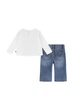 Комплект 2в1 Levi's для девочки: лонгслив и джинсы Бело-синий (986 set pvu white (86 (18m)) - изображение 2