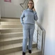 Костюм J.London женский трикотажный теплый ангора кофта хомут прямые брюки 48 голубой - изображение 6