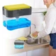 Дозатор для рідкого мила 385 мл Soap Pump Sponge Caddy (0115) 16,5 х 14,5 х 9,5 см, пластиковий, сірий - зображення 3