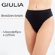 Трусы бразилиана женские бесшовные в рубчик Giulia BRASILIAN BRIEFS RIB L/XL Black, женские бесшовные в рубчик - изображение 1