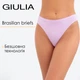 Трусы бразилиана женские бесшовные Giulia BRASILIAN BRIEFS COLOR S/M Violet-orchid bloom, трусики из микрофибры - изображение 1